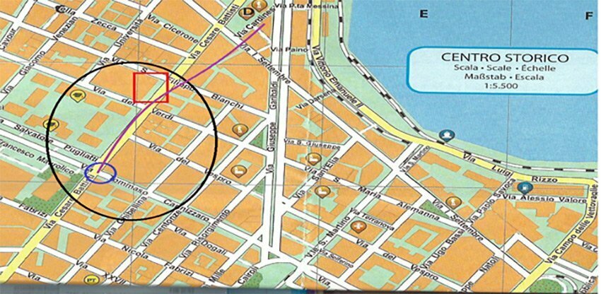 Luoghi del quartiere giudaico riconducibili nell’attuale planimetria della città.