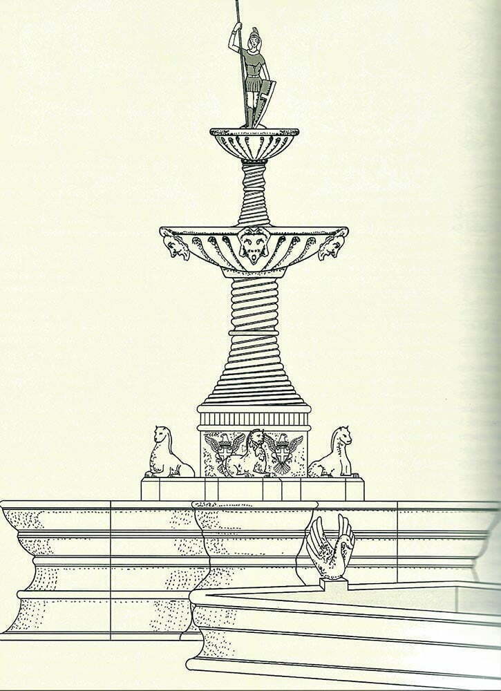 Fig. 11- Fontana di Delfino in Piazza S. Giovanni ( da S.A.P Catalioto-Messina nel 1672, Ed. DiNicolò Messina)