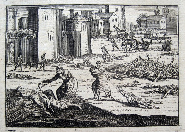 Messina Sicilia Pest Sizilien Peste 1743. Incisione Stampa Plague Seuche Epidemie –Berlin