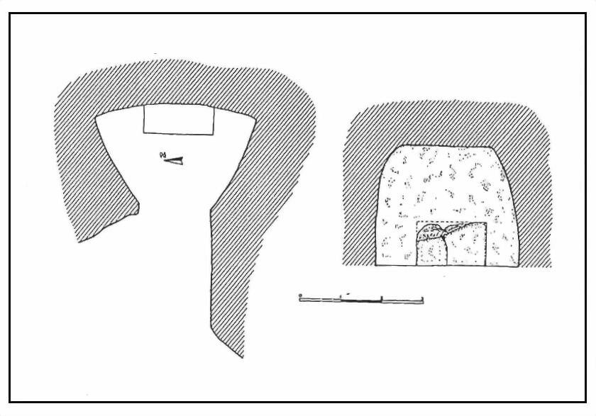 Colle dell’Immacolata: pianta planimetrica di un ingrottato artificiale a  forma trapezoidale (da: Giglio, 2002).