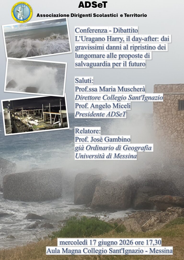 Locandina conferenza L'Uragano Harry, il day-after – ADSeT, 17 giugno 2026